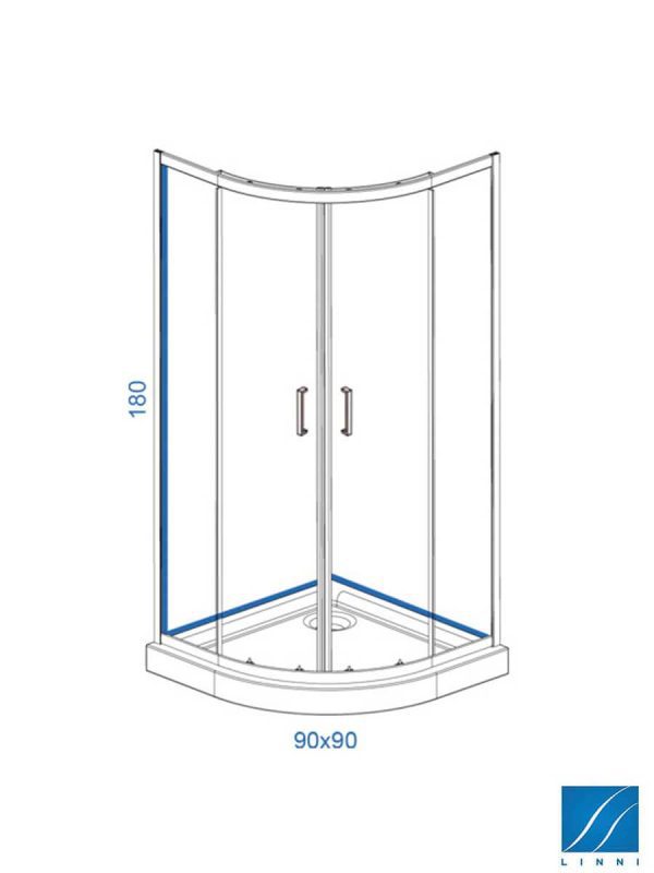 Tuš kabina R90x180 Standard Linni 4mm-1