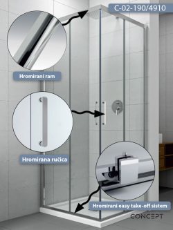 Tuš kabina C-02-190/4910 90x890x1950cm Concept Atlas 1