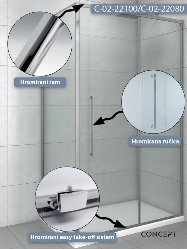 Tuš kabina C-02-22100/C-02-22080 100x80x200cm Concept Devon 1