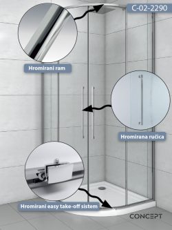 Tuš kabina C-02-2290 R90x200 Concept Devon 1