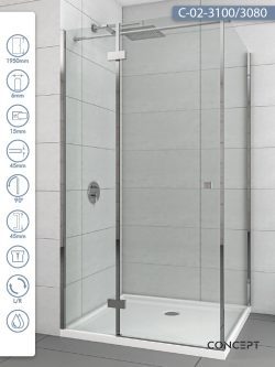 Tuš kabina C-02-3100/3080 100x80x1950cm Concept Fonte