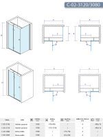 Tuš kabina C-02-3120/3080 120x80x1950cm Concept Fonte 2