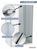 Tuš paravan C-02-22100 Concept 100x200cm-3