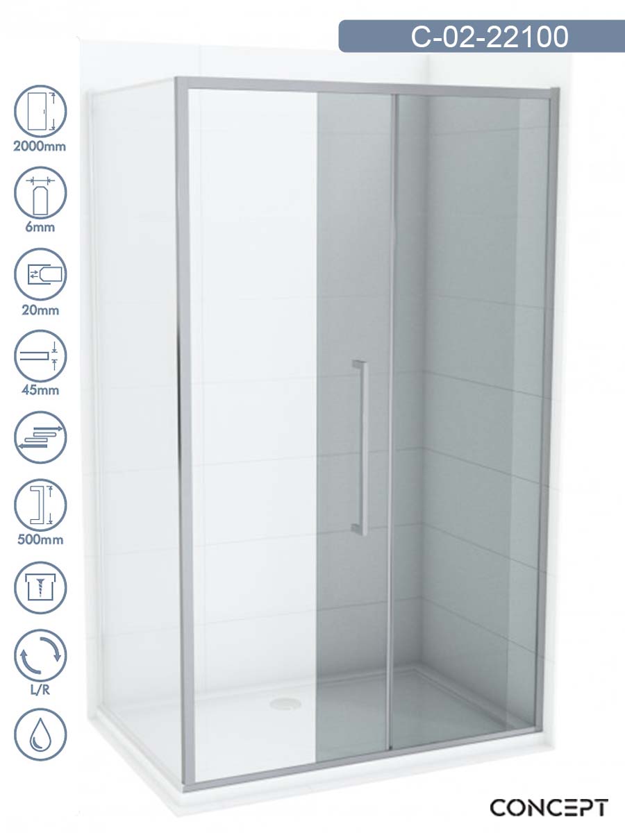 Tuš paravan C-02-22100 Concept 100x200cm Tuš paravan C-02-22100 Concept 100x200cm