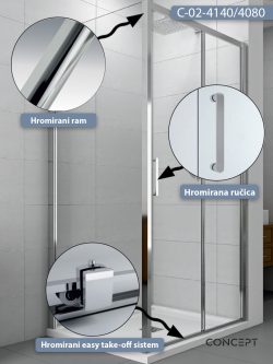 Tuš kabina C-02-4140/4080 140x80x195cm Concept Atlas 1