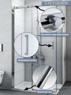 Tuš kabina C-02-5120/5070 120x70x195cm Concept Titan 1