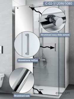 Tuš kabina C-02-5120M/5080 120x80x195cm Concept Titan sa ogledalom 1