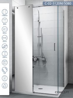 Tuš kabina C-02-5120M/5080 120x80x195cm Concept Titan sa ogledalom