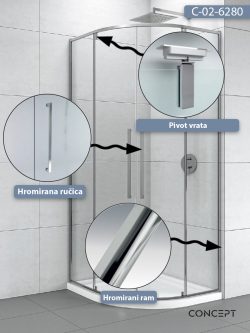 Tuš kabina C-02-6280 R80x200cm Concept Absolut sa pivot vratima 1