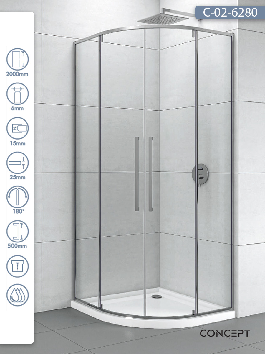 Tus-kabina-C-02-6280-R80x200cm-Concept-Absolut-sa-pivot-vratima Tuš kabina C-02-6280 R80x200cm Concept Absolut sa pivot vratima