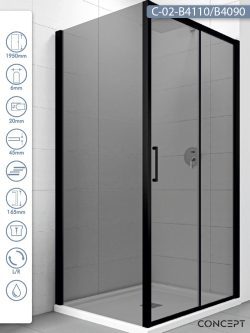 Tuš kabina C-02-B4110/B4090 110x90x200cm Concept Atlas black