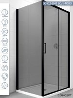 Tuš kabina C-02-B4120/B4080 120x80x200cm Concept Atlas blackTuš kabina C-02-B4120/B4080 120x80x200cm Concept Atlas black