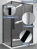 Tuš kabina C-02-B6100/B6080 100x80x200cm Concept Absolut black sa pivot vratima 1