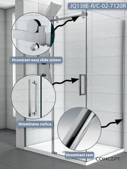 Tuš kabina JQ138E-R/C-02-7120R 120x80x195cm Concept Neptun Desna 1