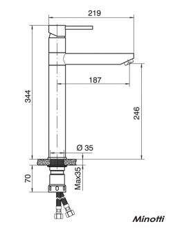 Jednoručna baterija za lavabo 6119B Minotti-2