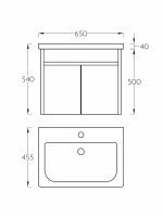 Lavabo sa ormarićem Pino Art-0884 Toledo-V-65cm-tamni