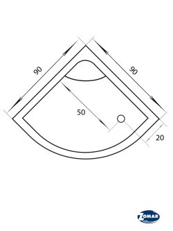 Tuš kada sa oplatom i postoljem R90x40 Luna Zomar 1