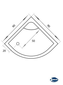 Tuš kada sa oplatom i postoljem R90x48 Harmonija Zomar 2