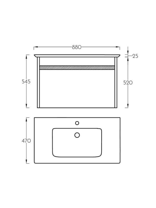 Lavabo sa ormarićem Pino Art Sharp 88cm