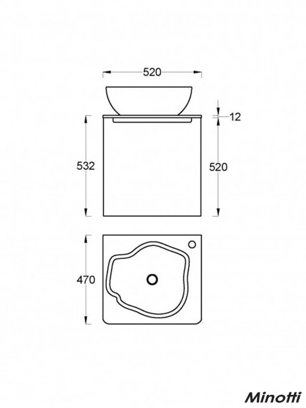 Kameni lavabo sa ormarićem Minotti Round 52cm-1