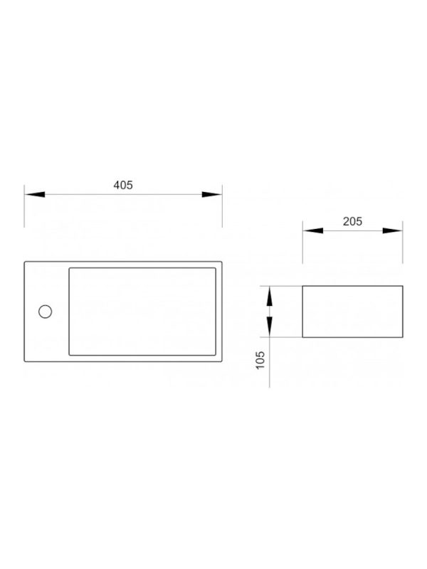 Nadgradni lavabo 40,5x20,5cm Minotti desni - Slika 3
