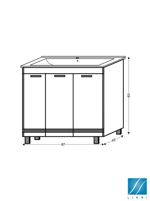 Lavabo sa ormarićem 87cm Sydney Linni -2