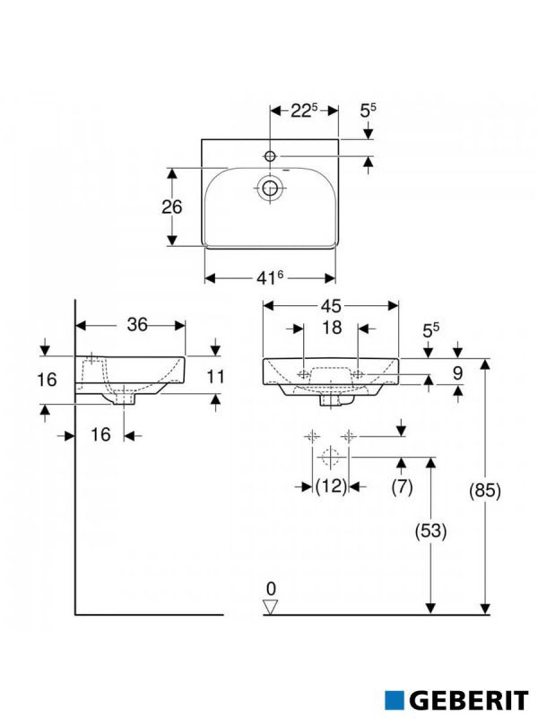 Nadgradni lavabo za ormarić 45cm Smyle Square