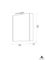 Ormarić sa ogledalom Akva-Oak 60cm Piramida