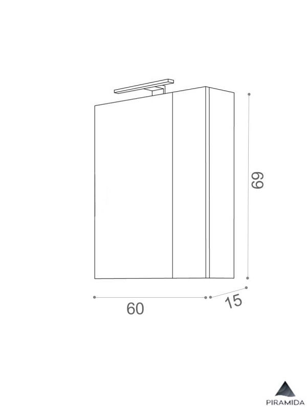Ormarić sa ogledalom Akva 60cm Piramida-2