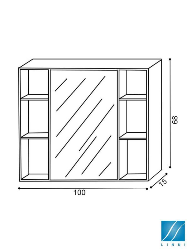 Ogledalo sa ormarićem 100cm Verona Linni-2