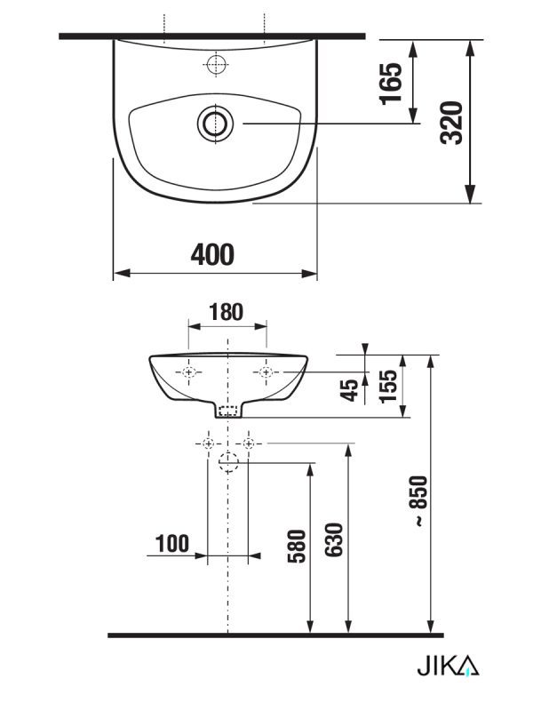 Lavabo za kupatilo Jika Zeta 40cm 3