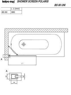 Paravan za kadu Kolpa-San 80x140cm Polaris-black-1