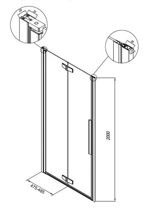Tuš paravan Kolpa-San 100x200cm Polaris Fold-black-2