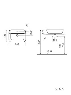 Nadgradni lavabo Geo VITRA 7426B003-0041 beli 1