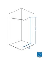 Fiksni tuš paravan Linni Elegance-Gray-logo 90x200cm-1