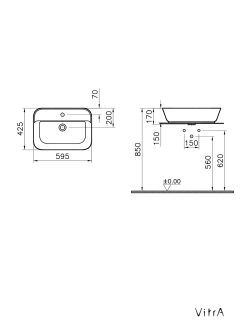 Lavabo za kupatilo Geo VITRA 7426B003-0001-60cm 1