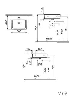 Lavabo za kupatilo Nuo VITRA 7431B003-0001-50cm 1