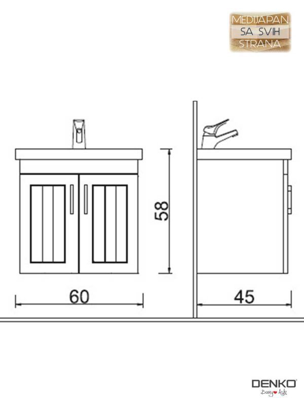 Lavabo sa ormarićem medijapan 60cm Lotus-1