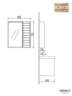 Ogledalo sa ormarićem Mostar 65cm Anthracite-siva
