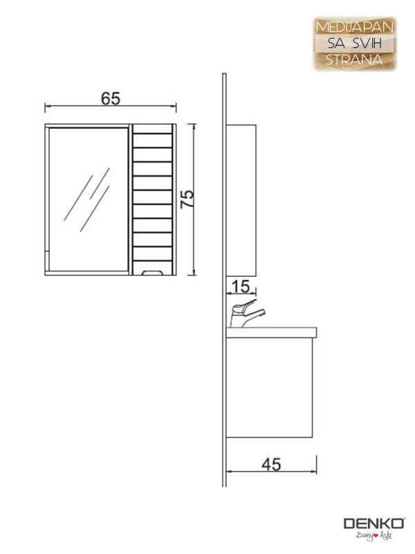 Ogledalo sa ormarićem Mostar 65cm Anthracite-siva