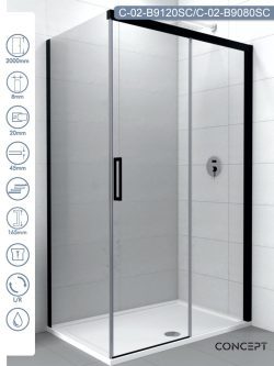 Tuš kabina 120x80cm Concept Alpha-Black