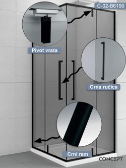 Tuš kabina 90x90 Concept Absolut-black-1