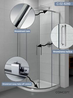 Tuš kabina polukružna 80x80 Concept Star-R80-1