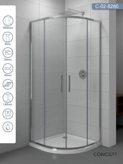 Tuš kabina polukružna 80x80 Concept Star-R80