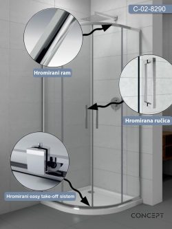 Tuš kabina polukružna 90x90 Concept Star-R90-1