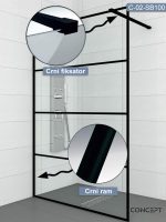 Tuš paravan-stena Monte-black Concept 100x200cm-2