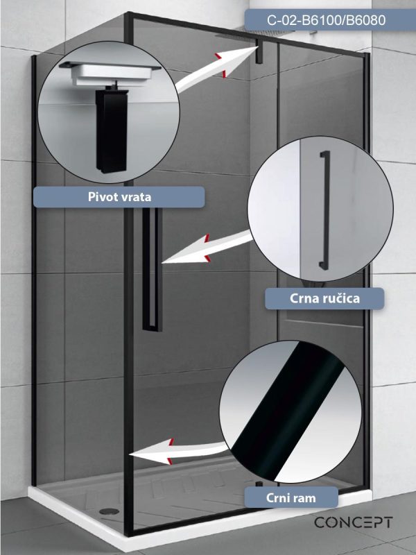 Tuš kabina 100x80 Absolut Black Concept-1