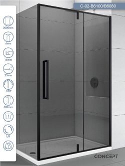 Tuš kabina 100x80 Absolut Black Concept