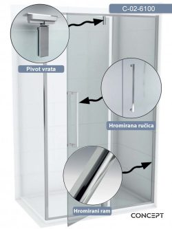 Tuš paravan C-02-6100 Concept Absolut 100x200cm-2