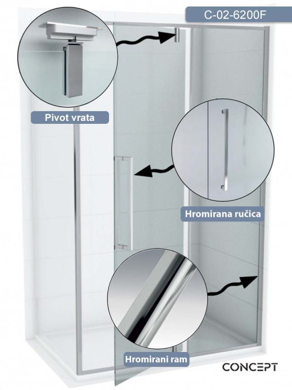Tuš paravan C-02-6200F Concept Absolut 80x200cm-2